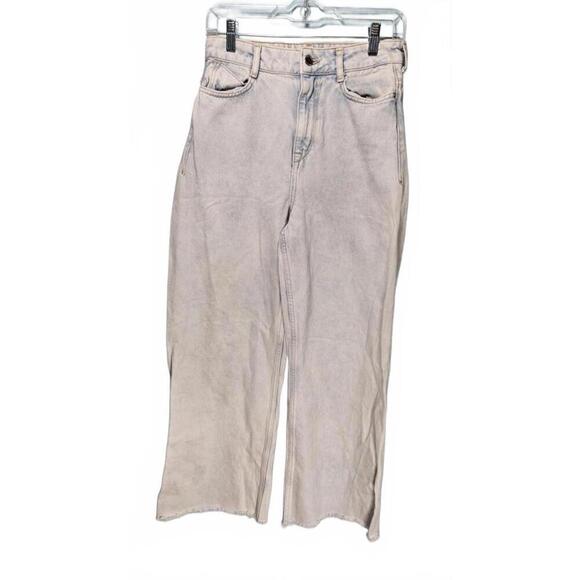 Zara Women's Wide Leg High-Waisted Frayed Hem Light Wash Jeans Size 4 - Picture 1 of 10